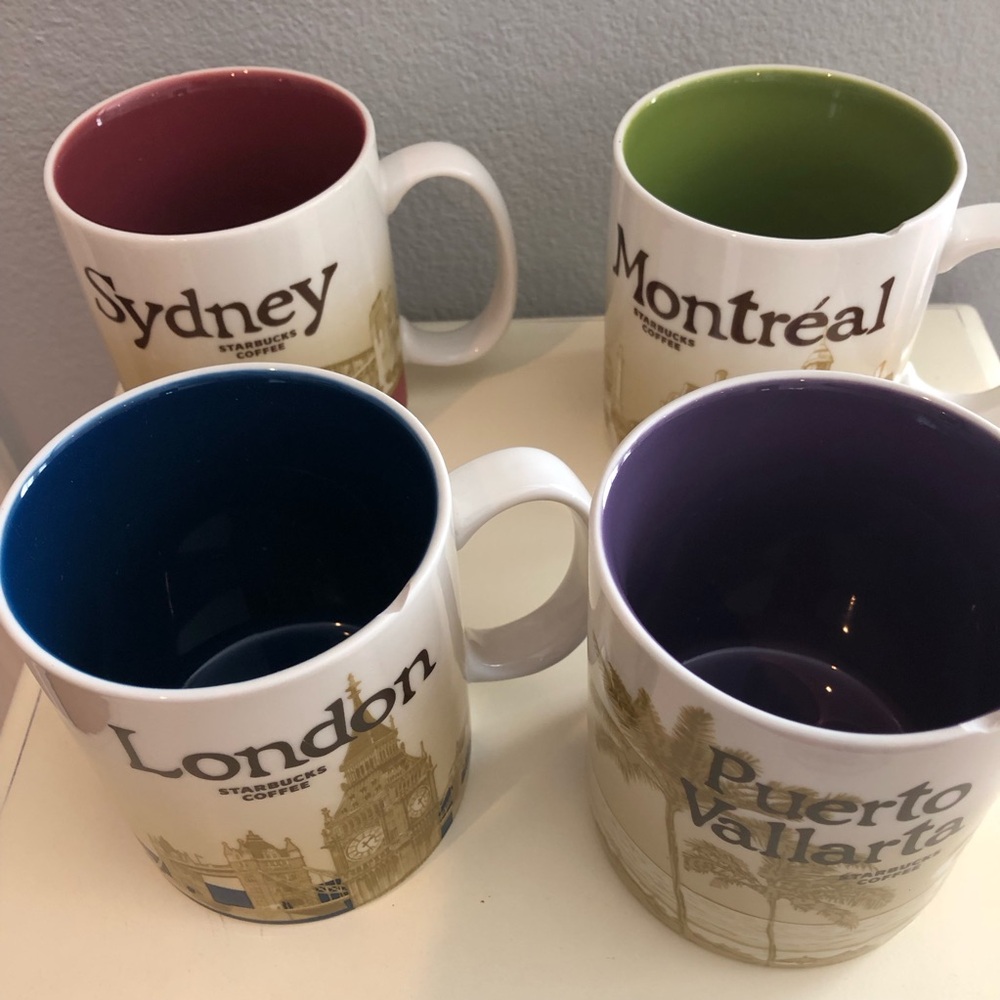 4 Starbucks Collection Mugs with flaws
